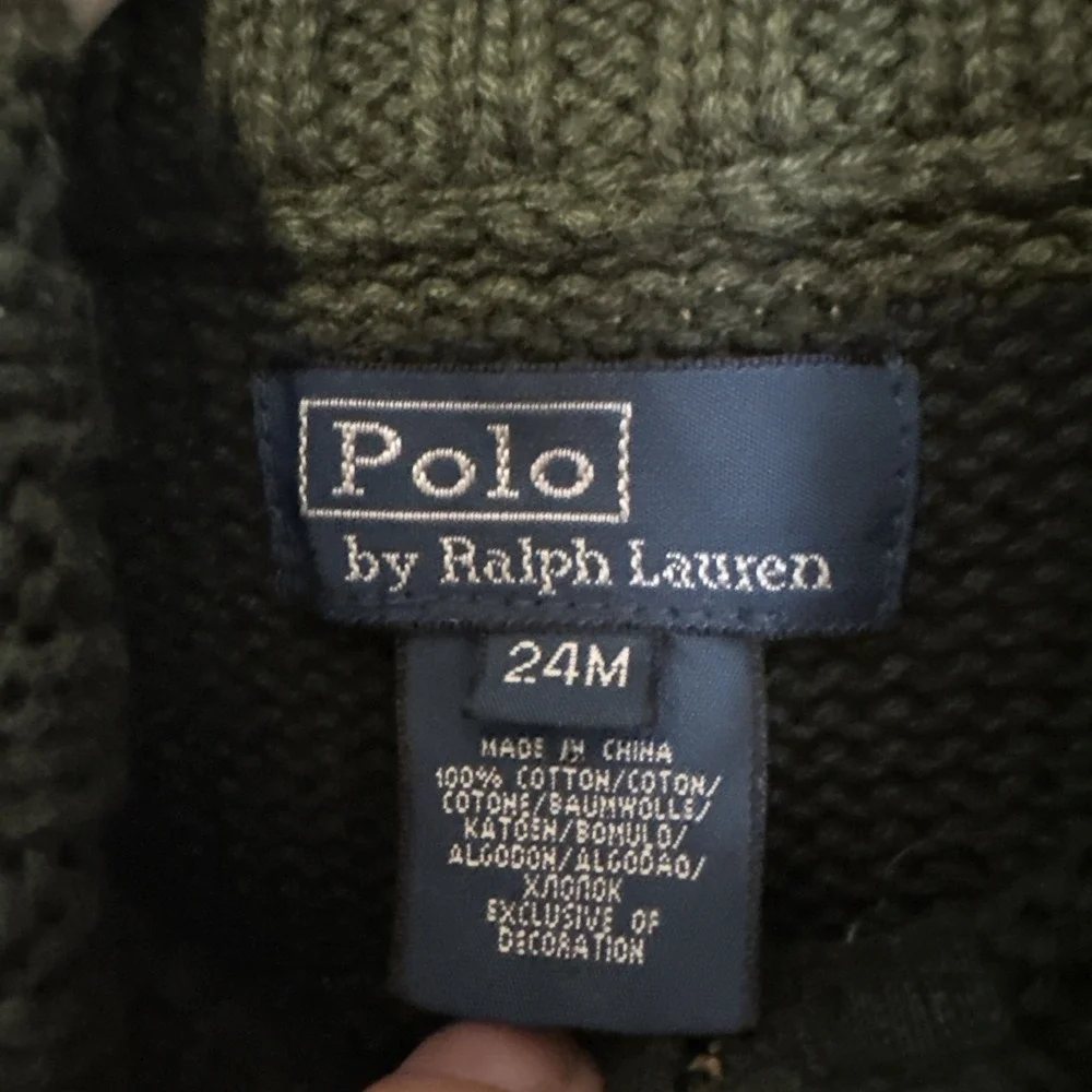 Polo Ralph Lauren Dark Green Cardigan With Zip Size 24 Months